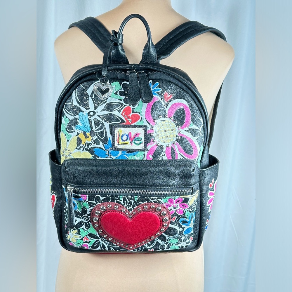 NWOT Limited Edition Brighton Scribble Garden Love Backpack (Leather) & pouch - Picture 3 of 10